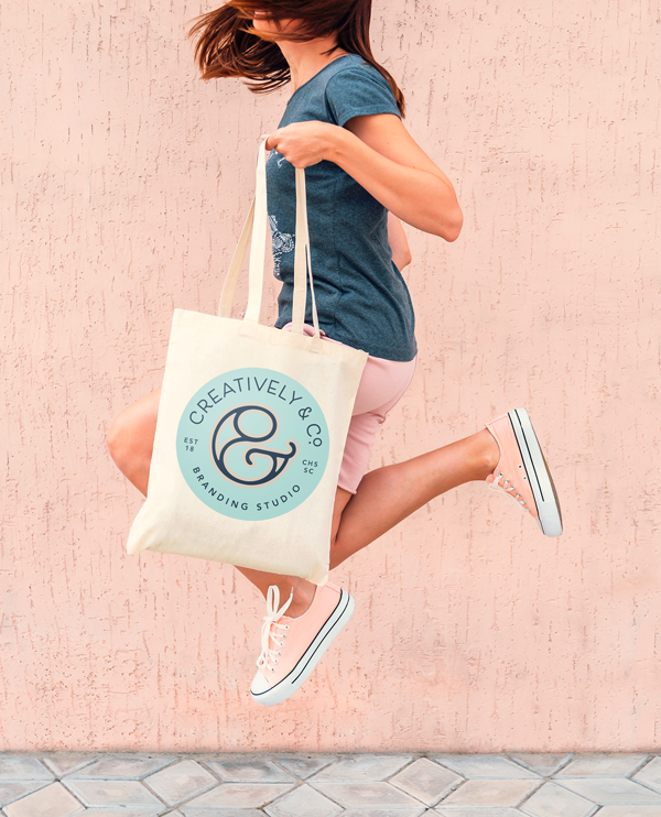 Girl Jumping with Creatively & Co. tote