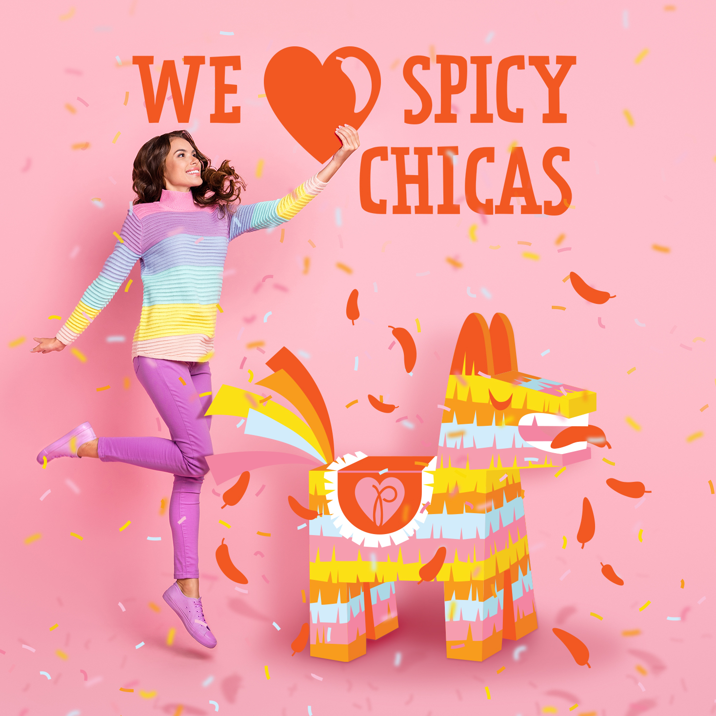 Picakidz Branding: We Love Spicy ChicasPinata and confetti