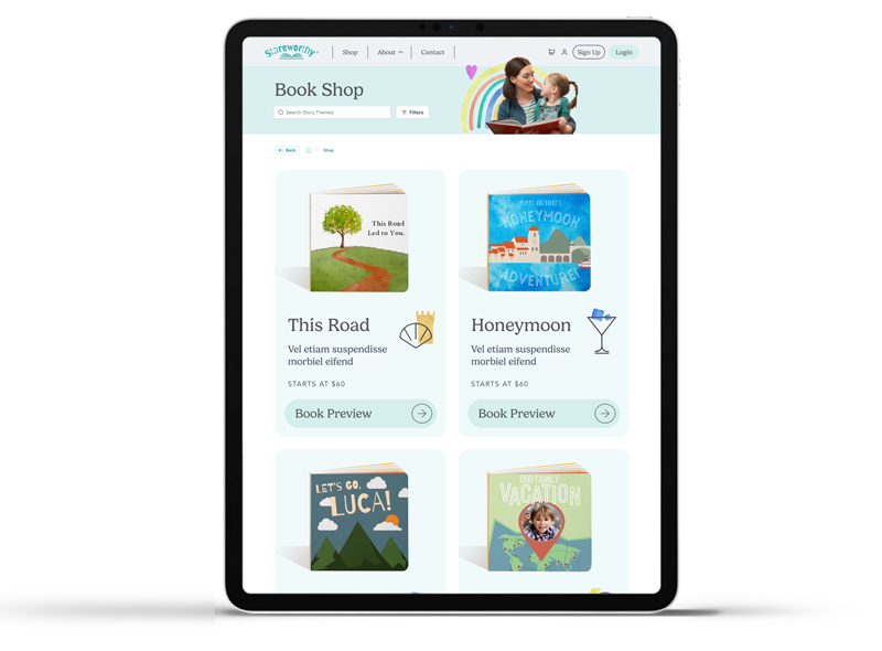 Digital Children's Story Book Editor Ecommerce Design Shop Page