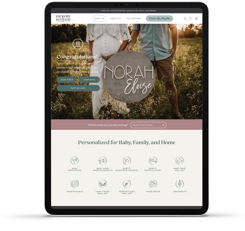 Branding, E-commerce, shopify, and app design for customizable Home decor wall art